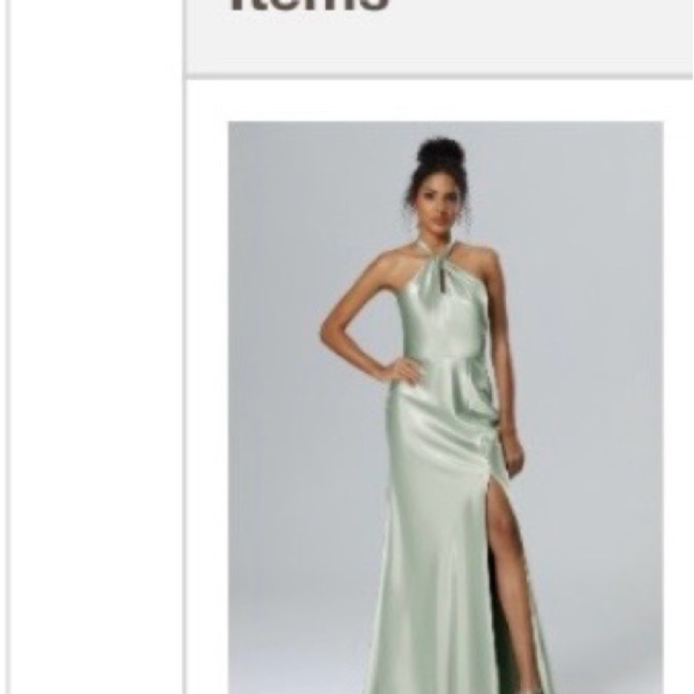 Satin Halter Maxi Dress in Pale Mint